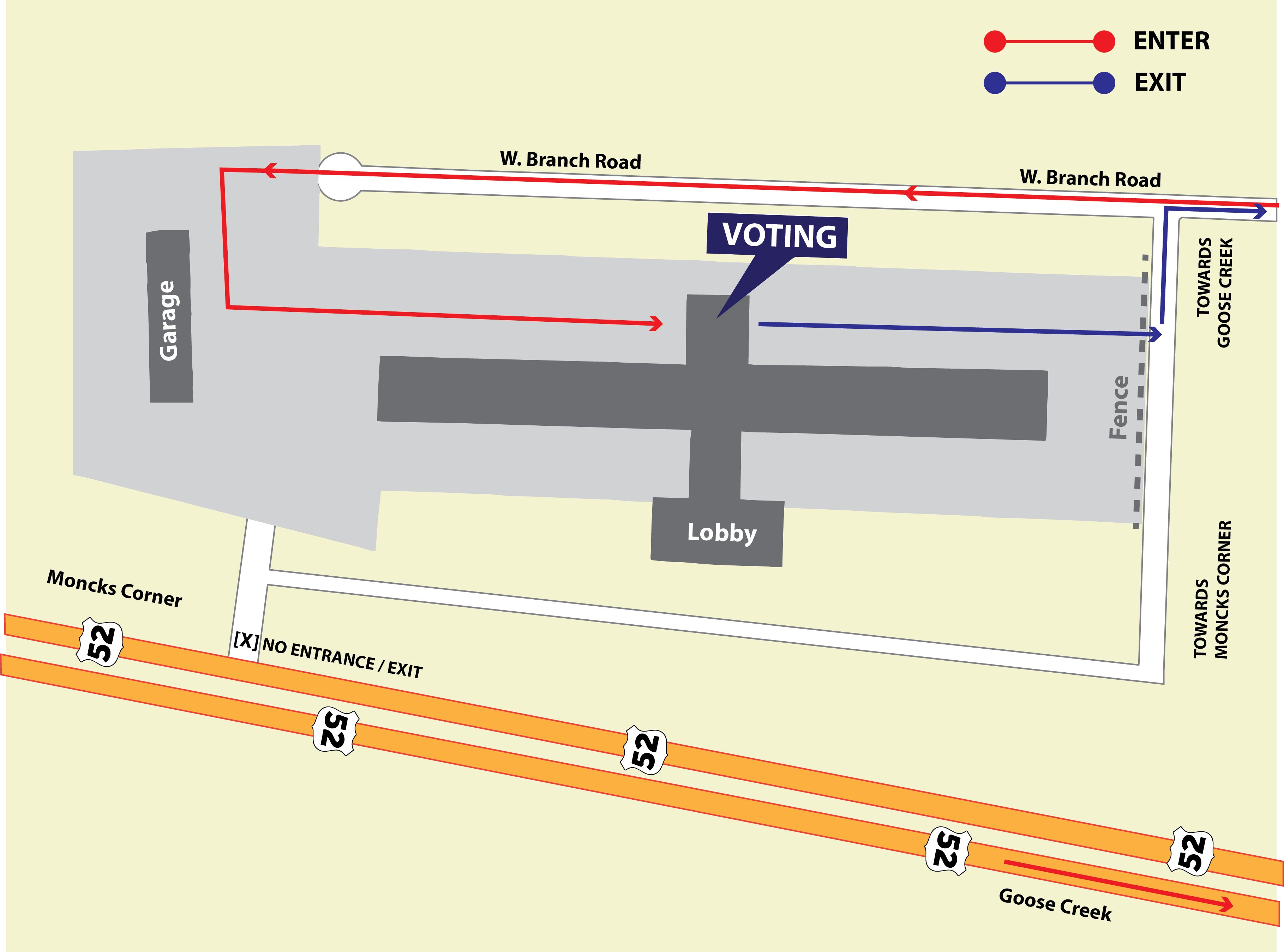 driving directions for voting at Moncks Corner district