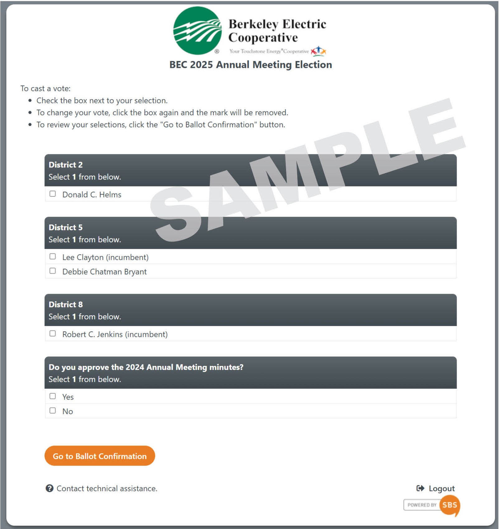 Sample 2025 annual meeting ballot