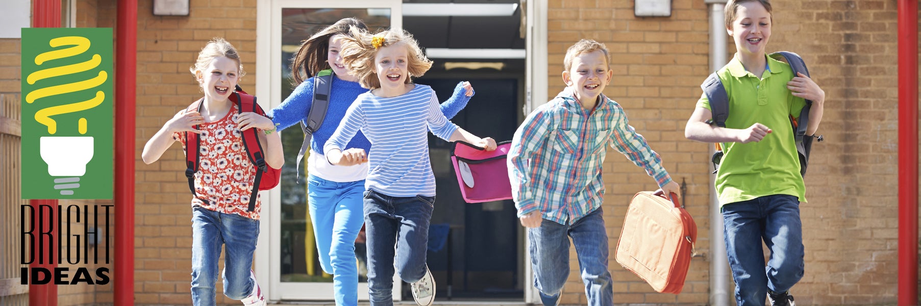 happy children running after school