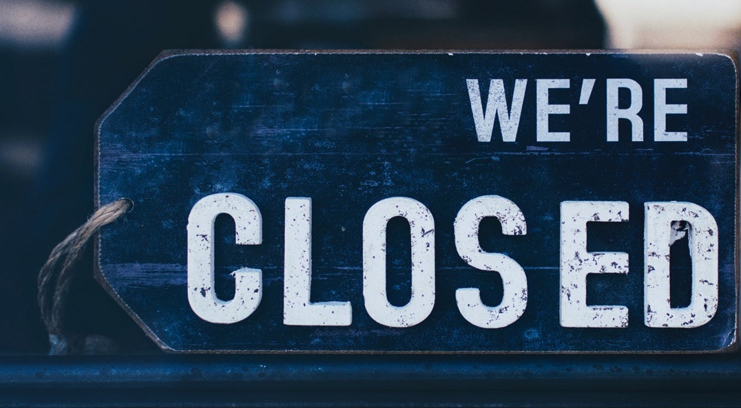 Closed sign in the window